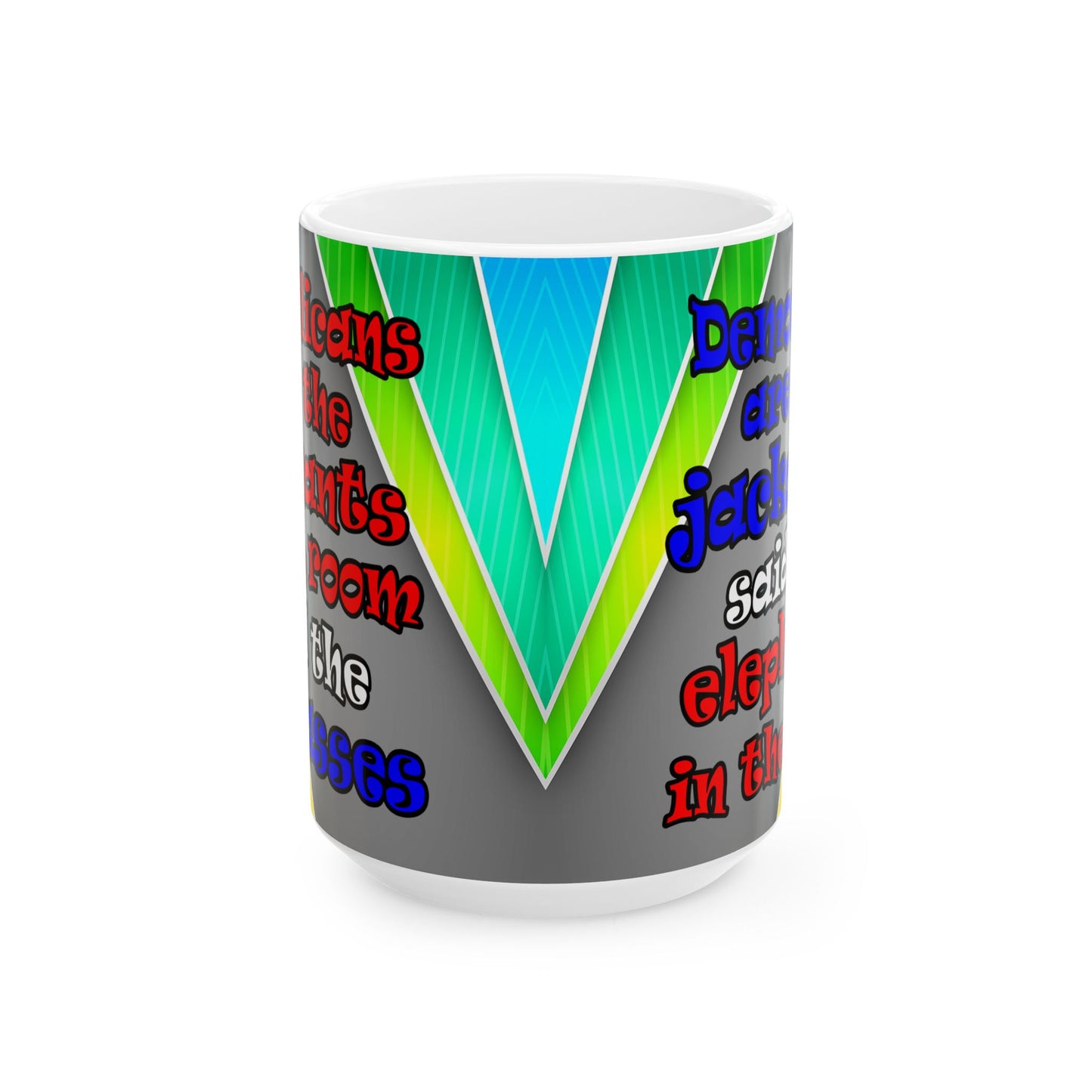 donkeys and elephants - White Mug (rainbow split)