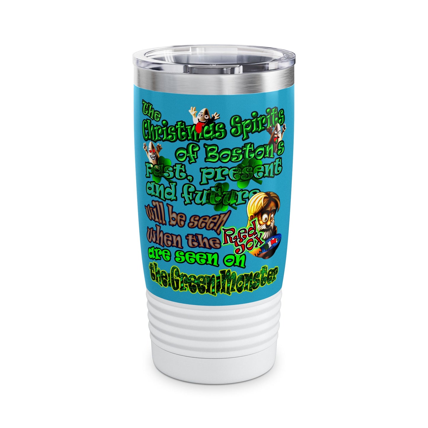 christmas spirits of boston - Ringneck Tumbler, 20oz (turquoise)