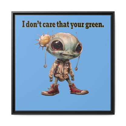 I don't care that your green - framed canvas art (light blue)