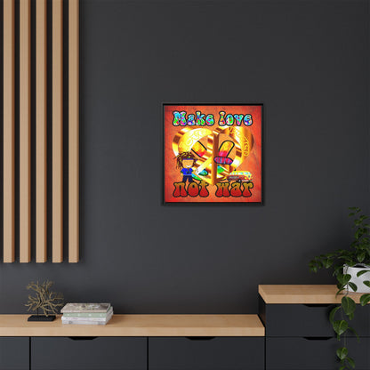 love peace - framed canvas art (burnt orange)