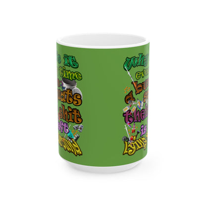 the bum's shit - White Mug (green)