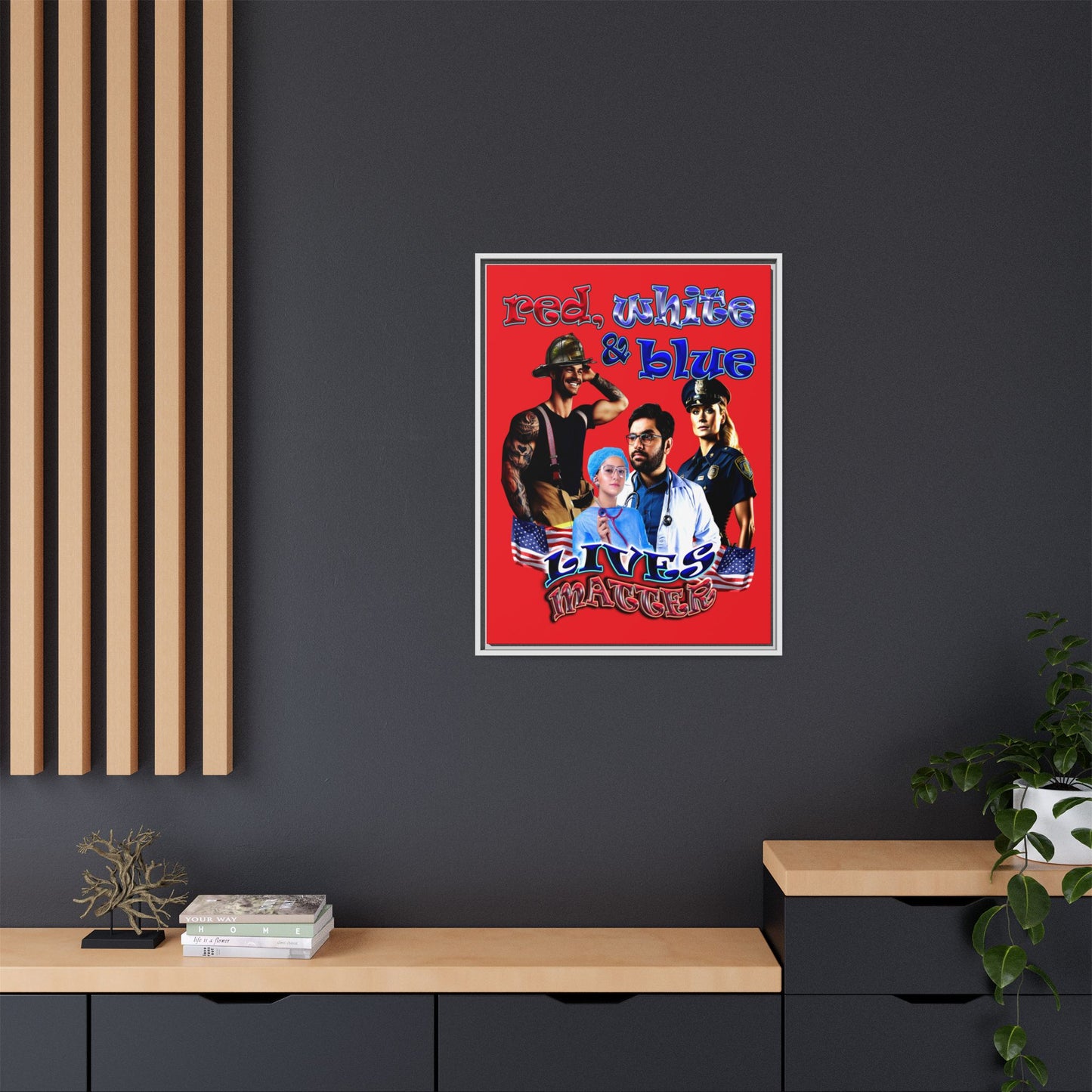 rw&b lives matter - framed canvas art (red)