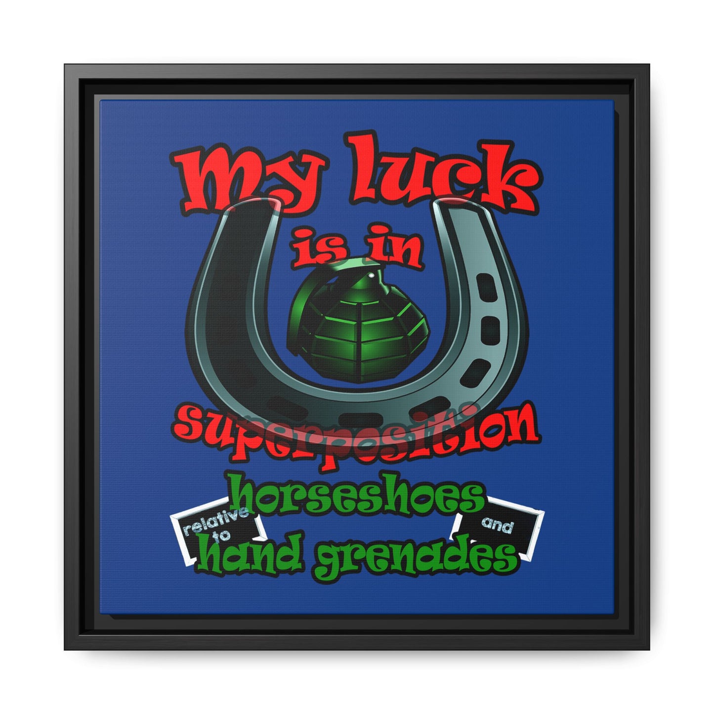 my luck - framed canvas art (dark blue)