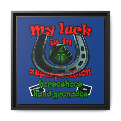 my luck - framed canvas art (dark blue)