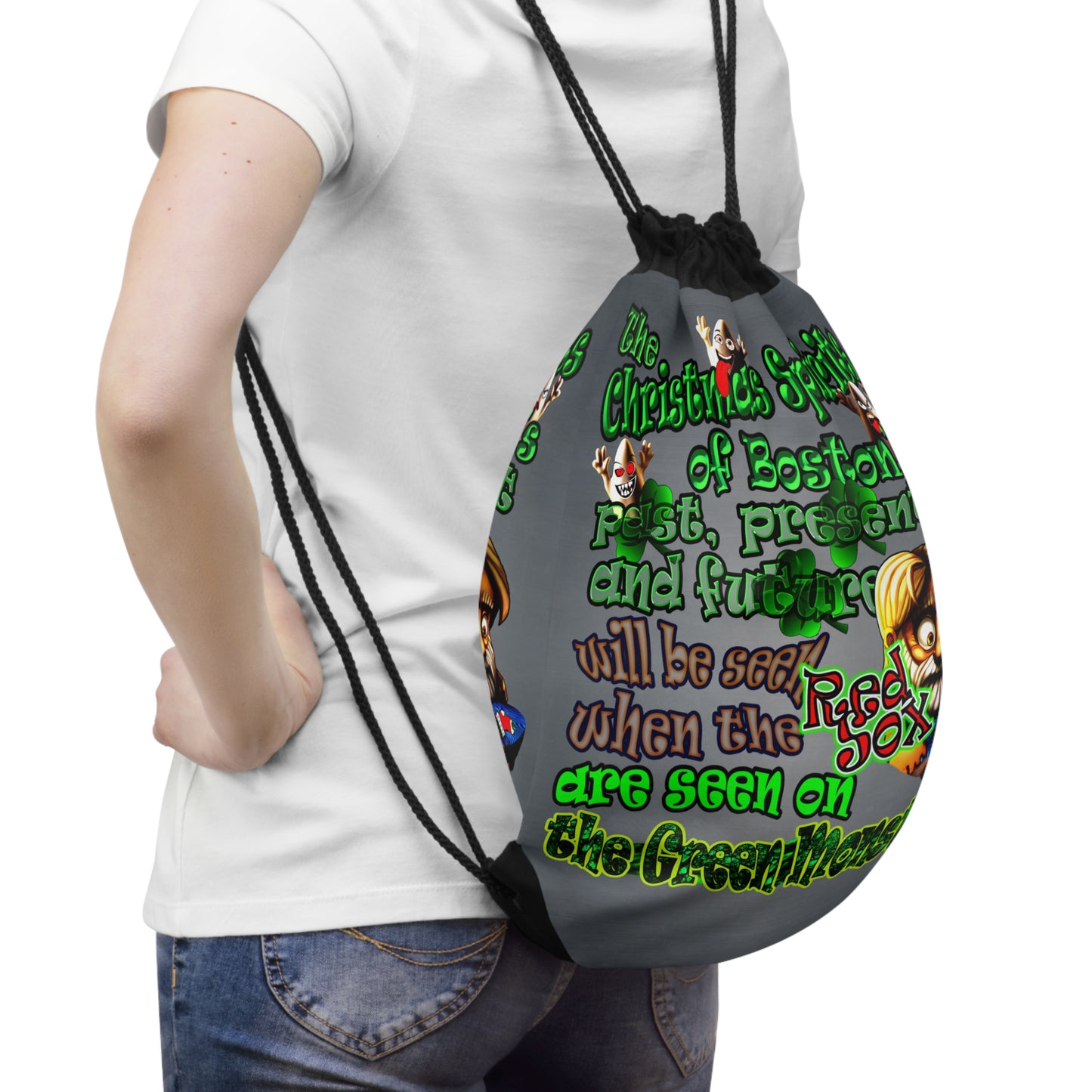 christmas spirits of boston - Drawstring Bag (grey-light grey)