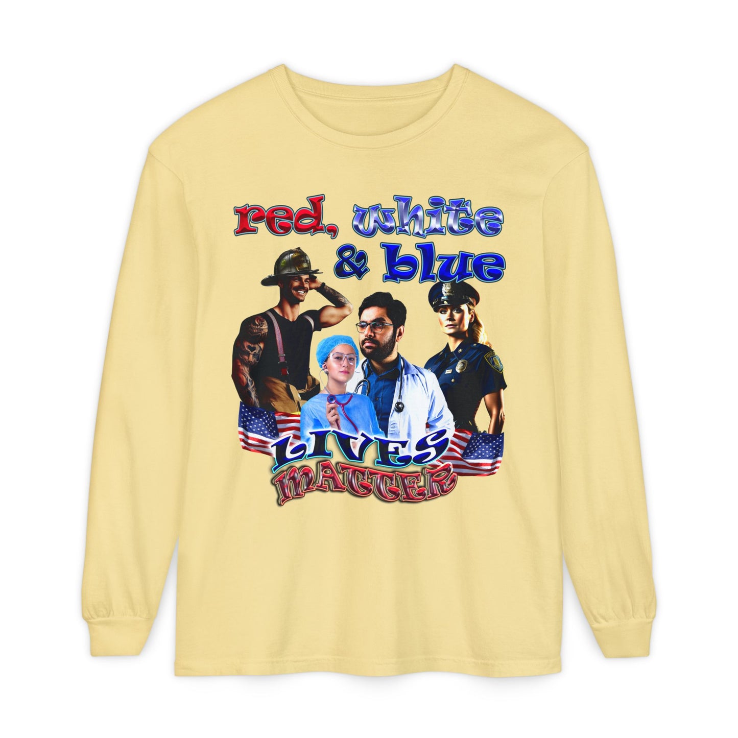 rw&b lives matter - Unisex Garment-dyed Long Sleeve T-Shirt
