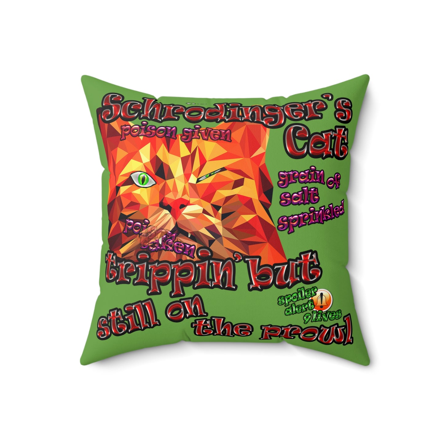 schrodinger's cat - Faux Suede Square Pillow - (green)