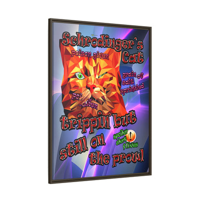 schrodinger's cat - framed canvas art (grey-pink wave)