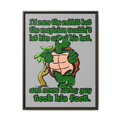 turtle race - framed canvas art (light grey)