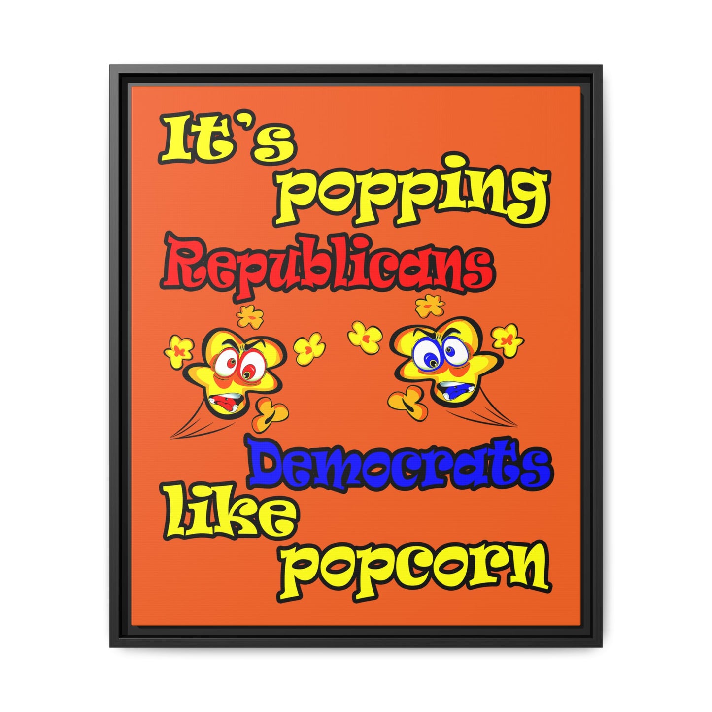 popping like popcorn - framed canvas art (orange)