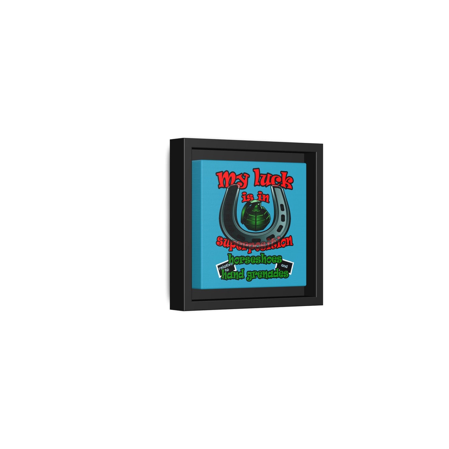 my luck - framed canvas art (turquoise)