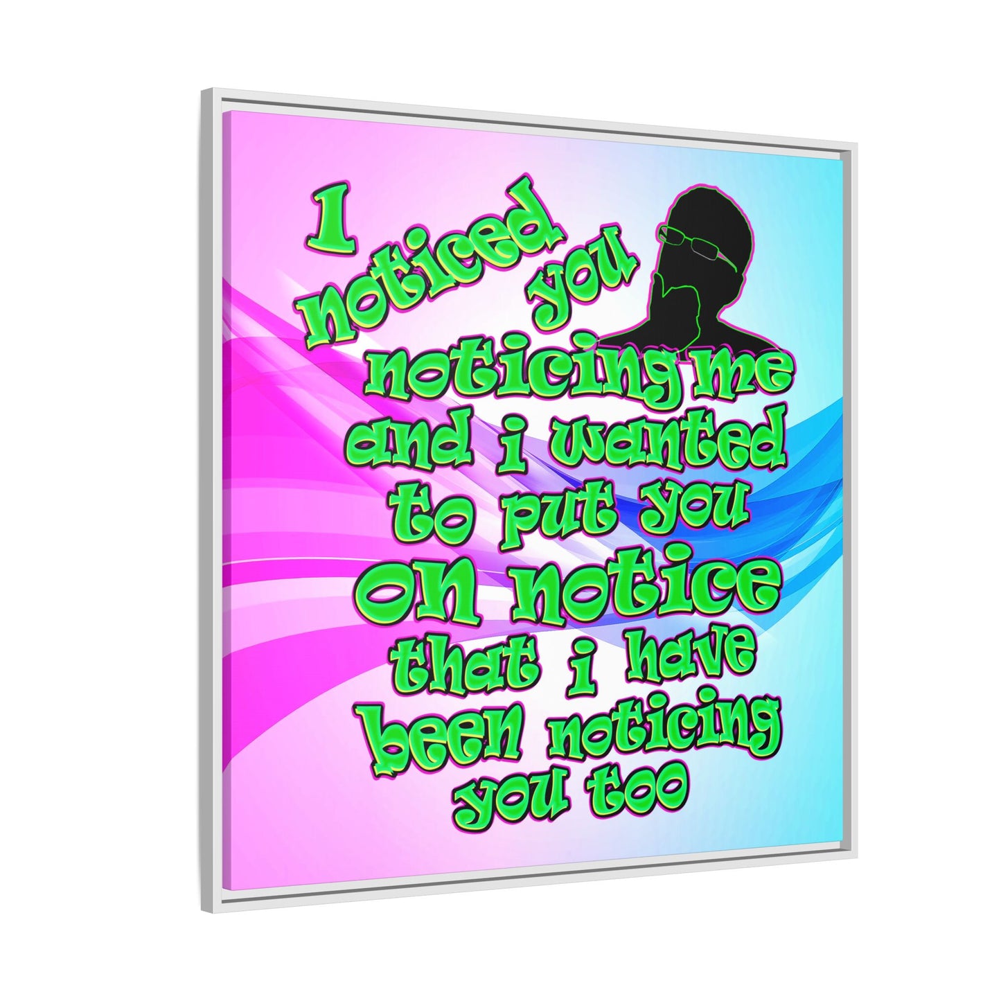 noticed you noticing - framed canvas art (light blue-pink wave)
