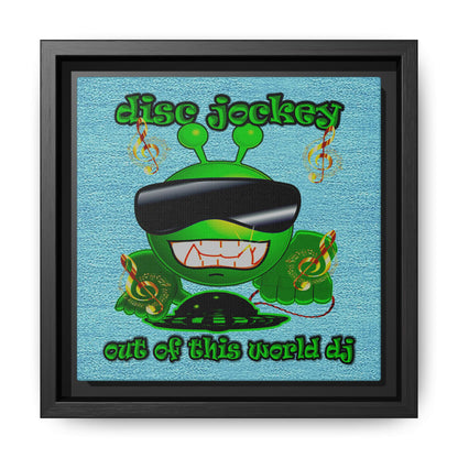 disc jockey - framed canvas art (faded blue)
