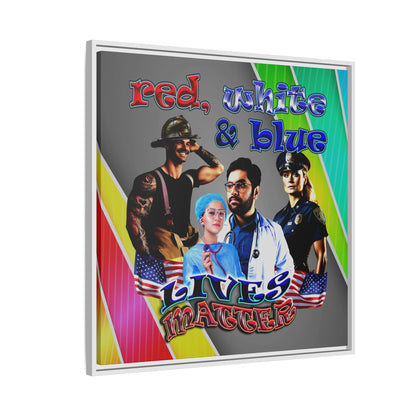 rw&b lives matter - framed canvas art (rainbow split)