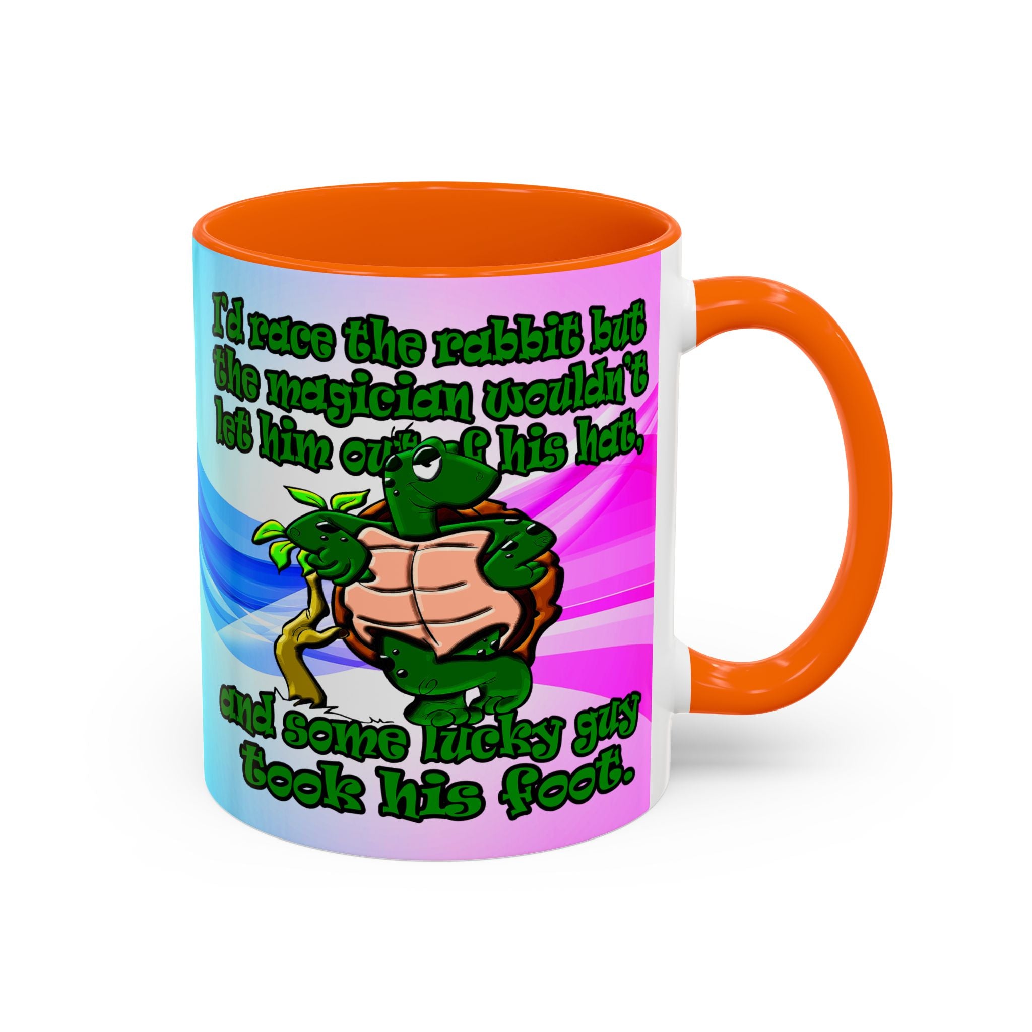 turtle race - Accent Mug (light blue-pink wave)
