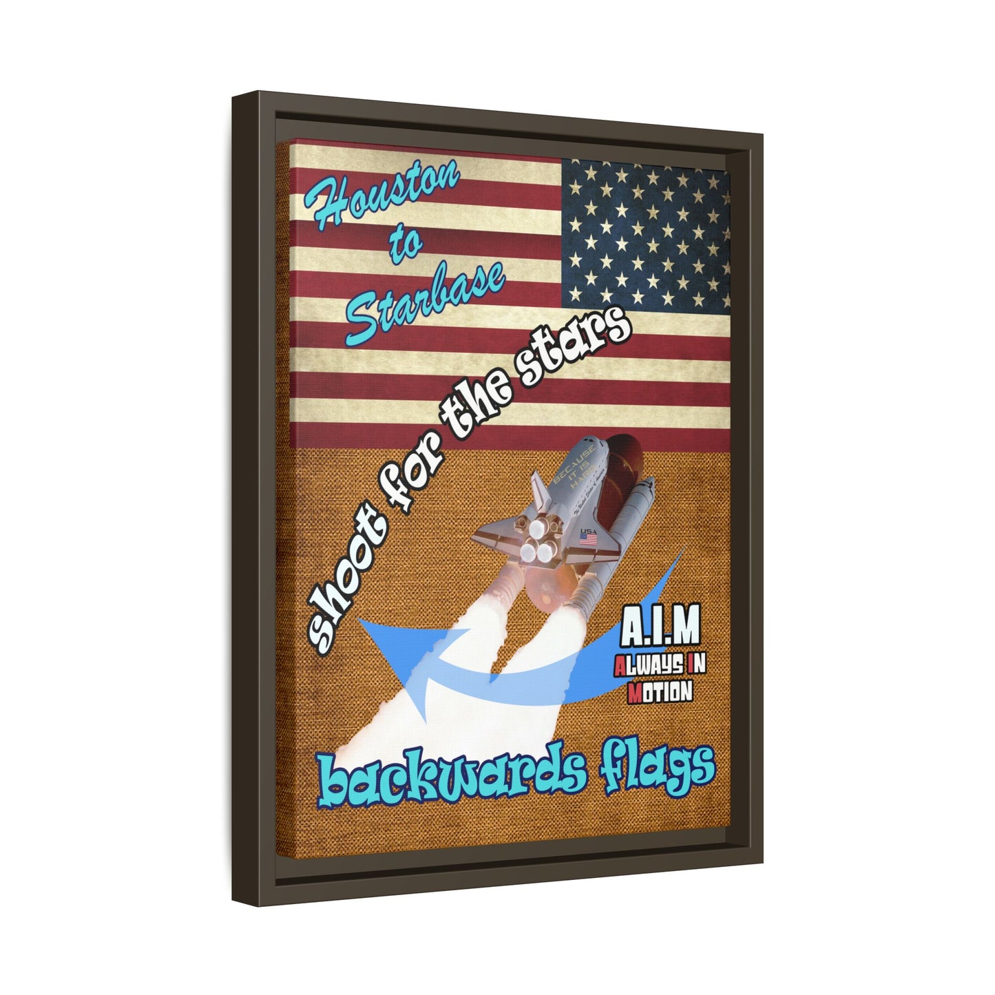 shoot for the stars - framed canvas art (brown papyrus)