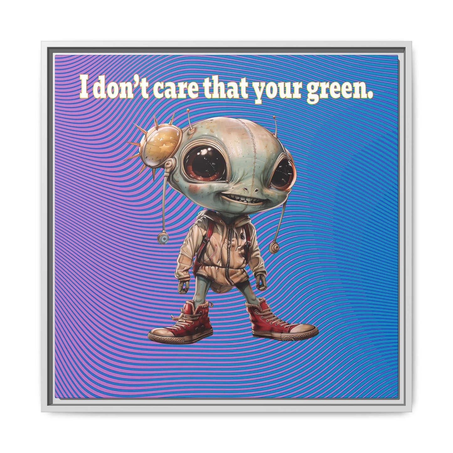 I don't care that your green - framed canvas art (light blue-purple wave)