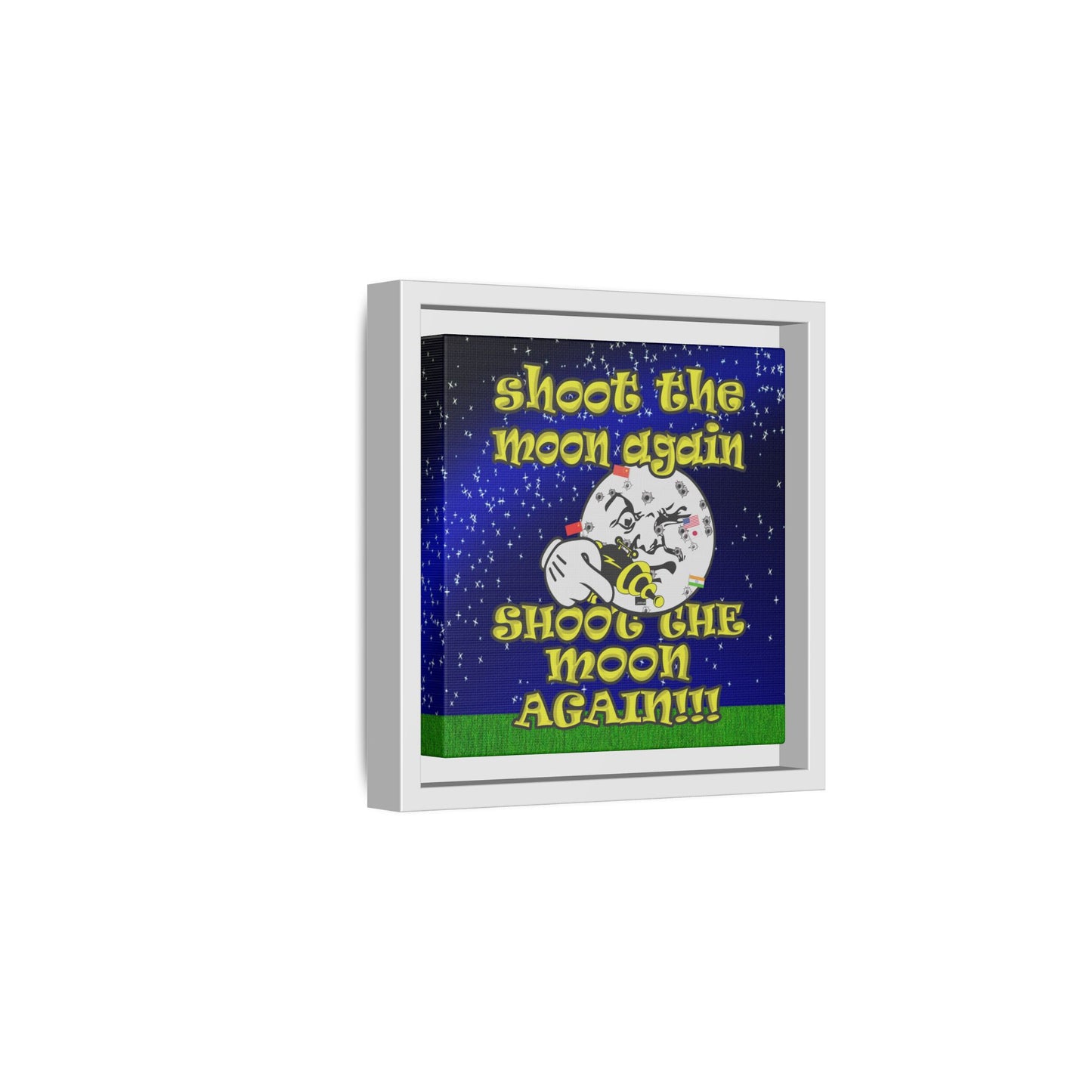 shoot the moon again - framed canvas art ('snoops' background)