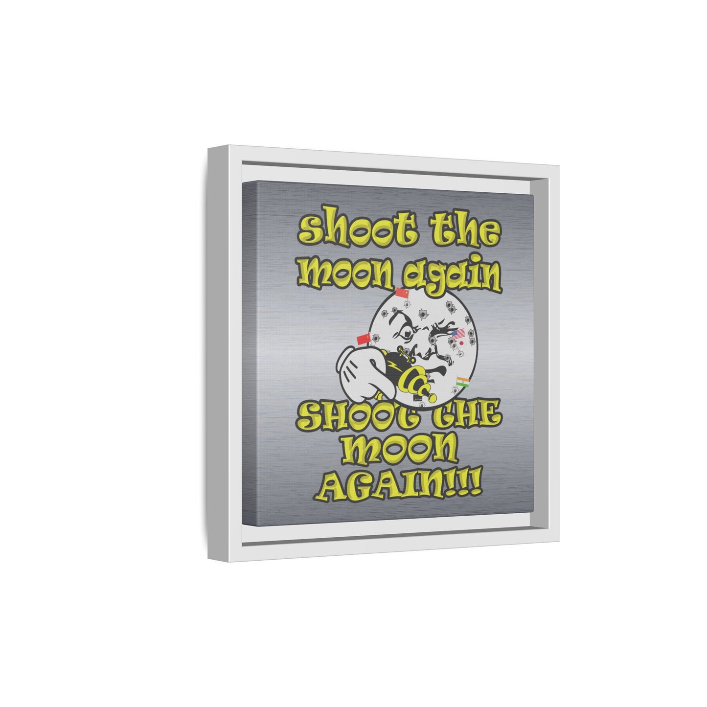 shoot the moon again - framed canvas art (brushed nickel)
