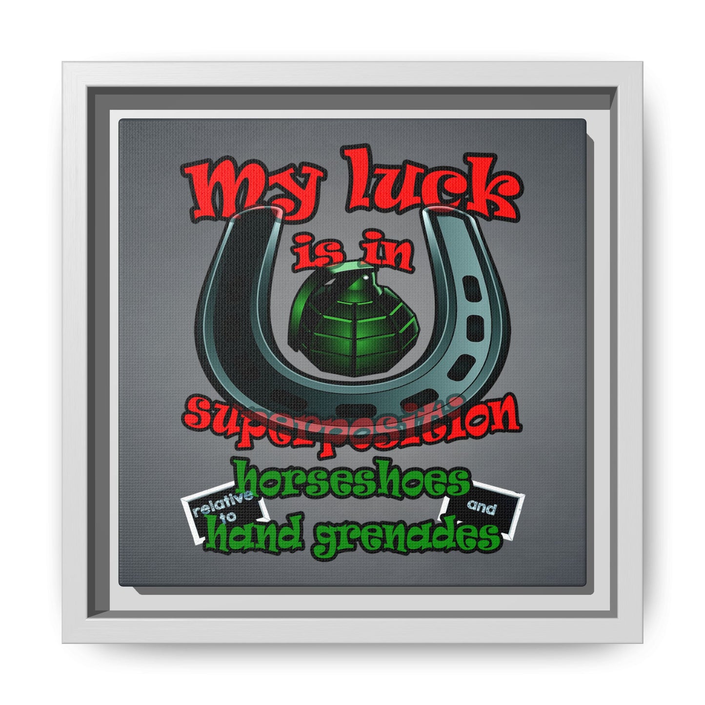 my luck - framed canvas art (grey-light grey)