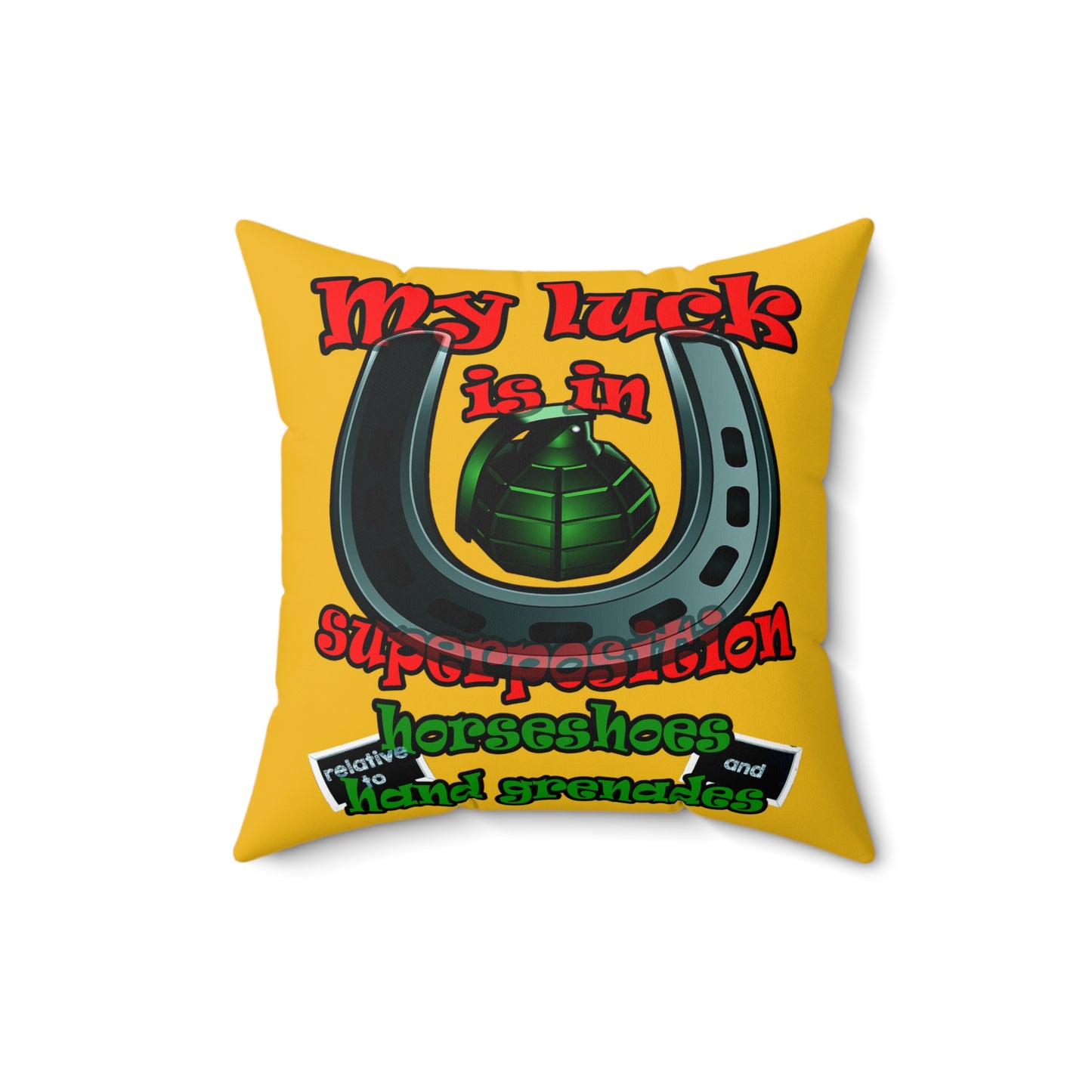 my luck - Spun Polyester Square Pillow - (yellow)