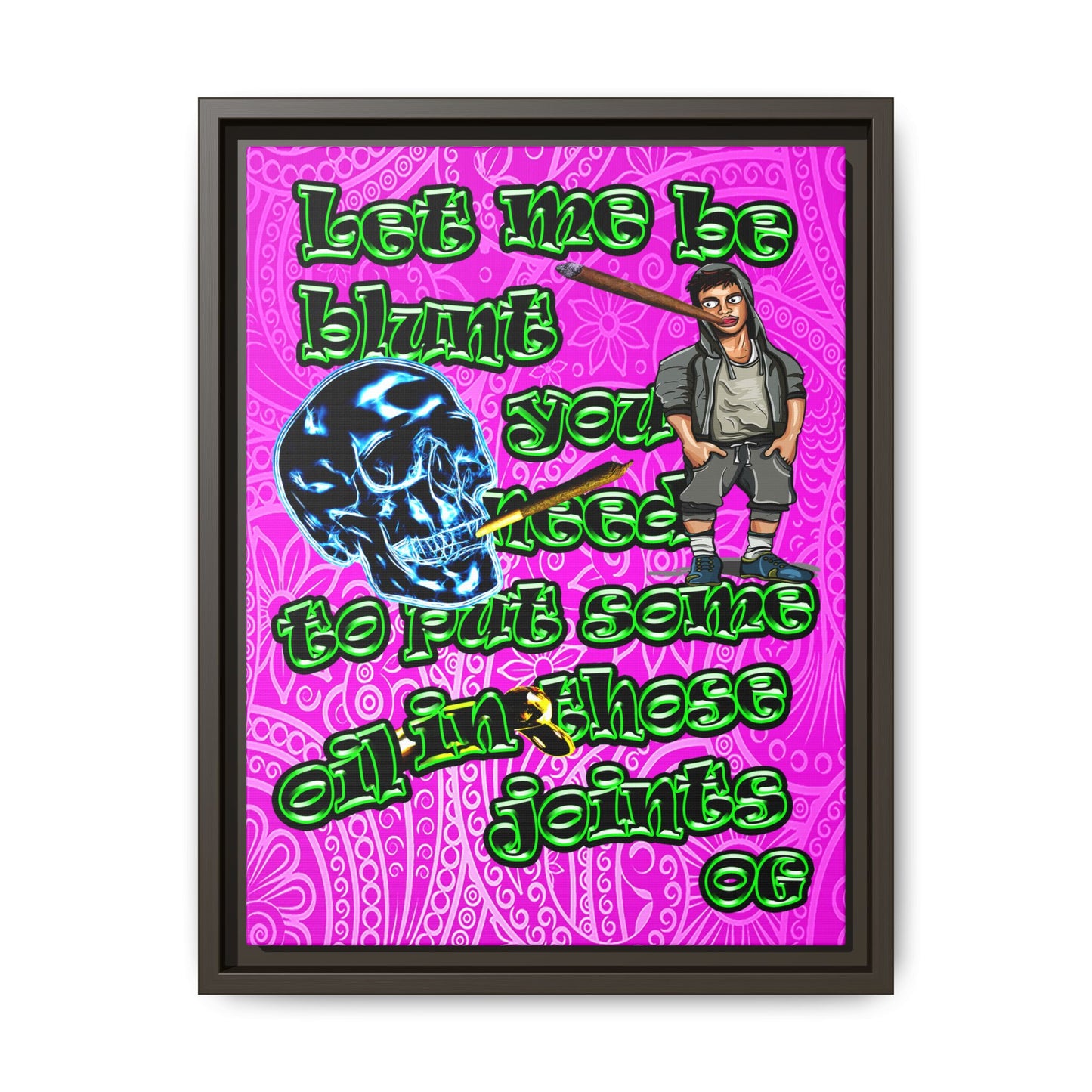 og - framed canvas art (pink swirl)