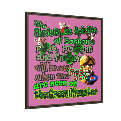 christmas spirits of boston - framed canvas art (light pink)