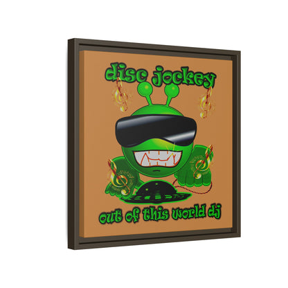 disc jockey - framed canvas art (light brown)