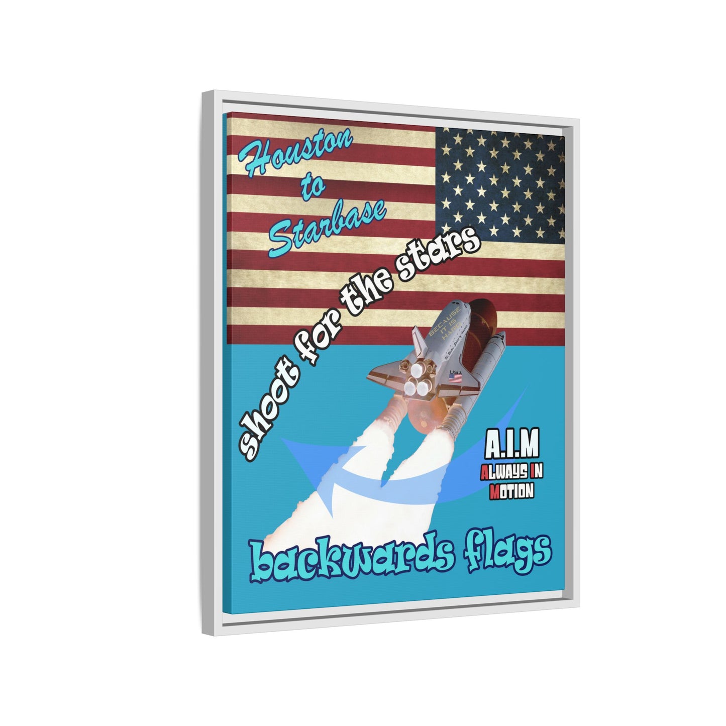 shoot for the stars - framed canvas art (turquoise)