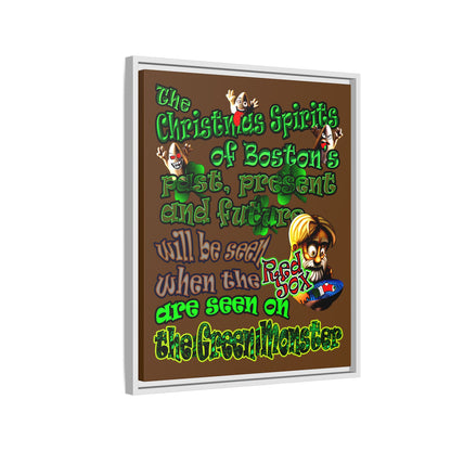 christmas spirits of boston - framed canvas art (brown)