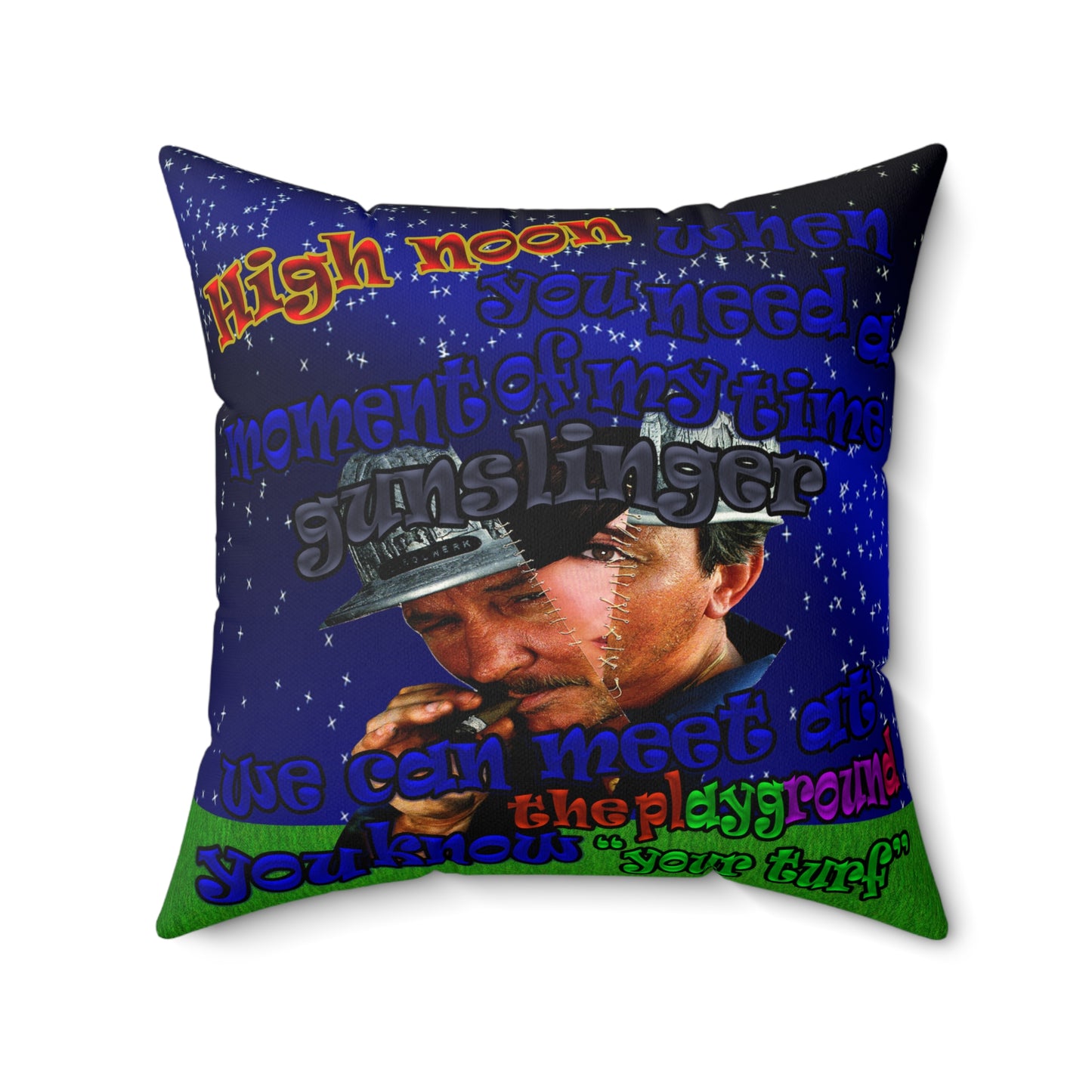 high noon - Spun Polyester Square Pillow - ('snoops' background)