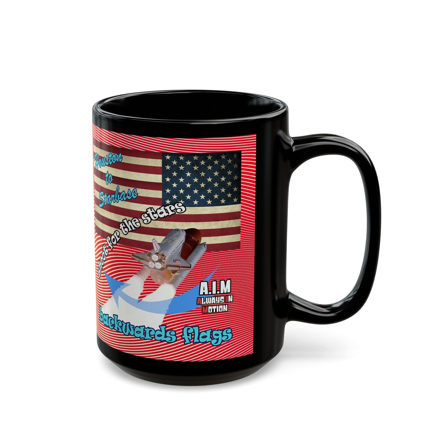 shoot for the stars - Black Mug (yellow-orange wave)