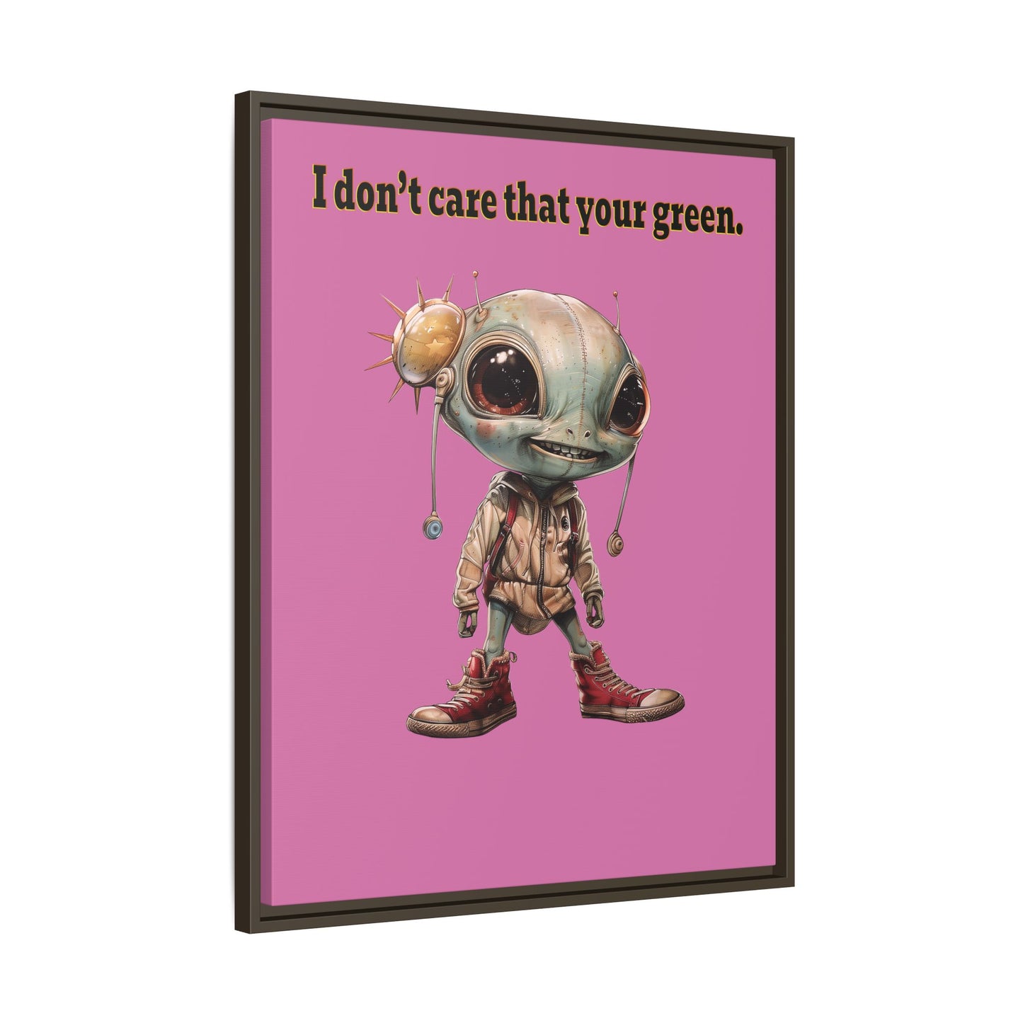 I don't care that your green - framed canvas art (light pink)