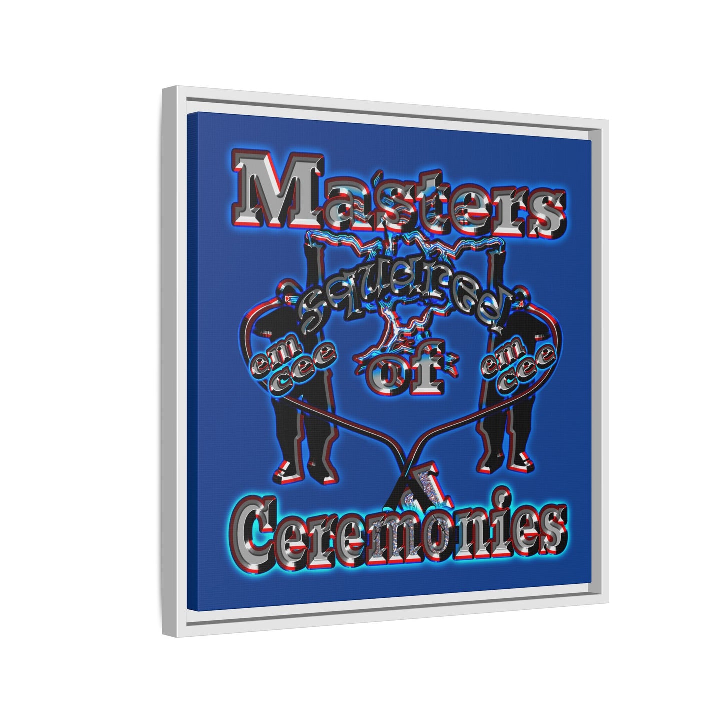 em cee squared - framed canvas art (dark blue)