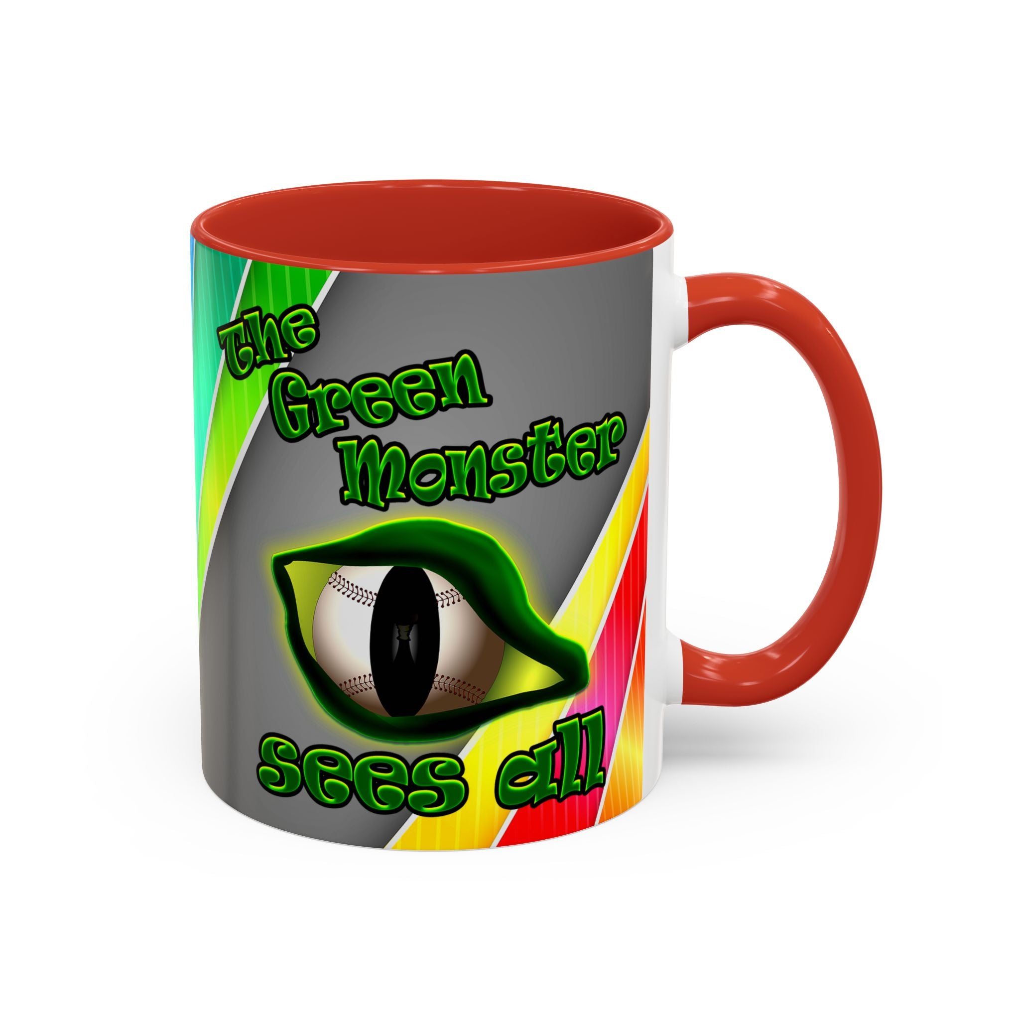 green monster - Accent Mug (rainbow split)