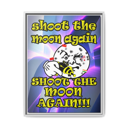 shoot the moon again - framed canvas art (grey-pink wave)