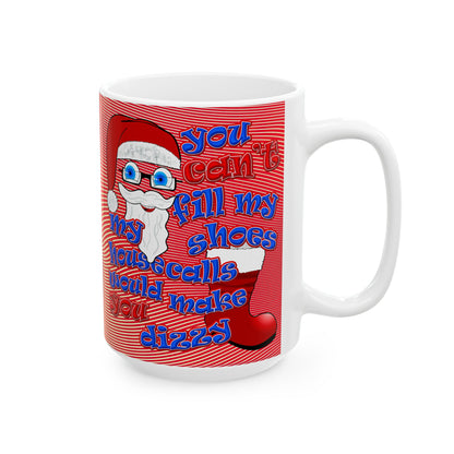 santa's shoes - White Mug (yellow-orange wave)