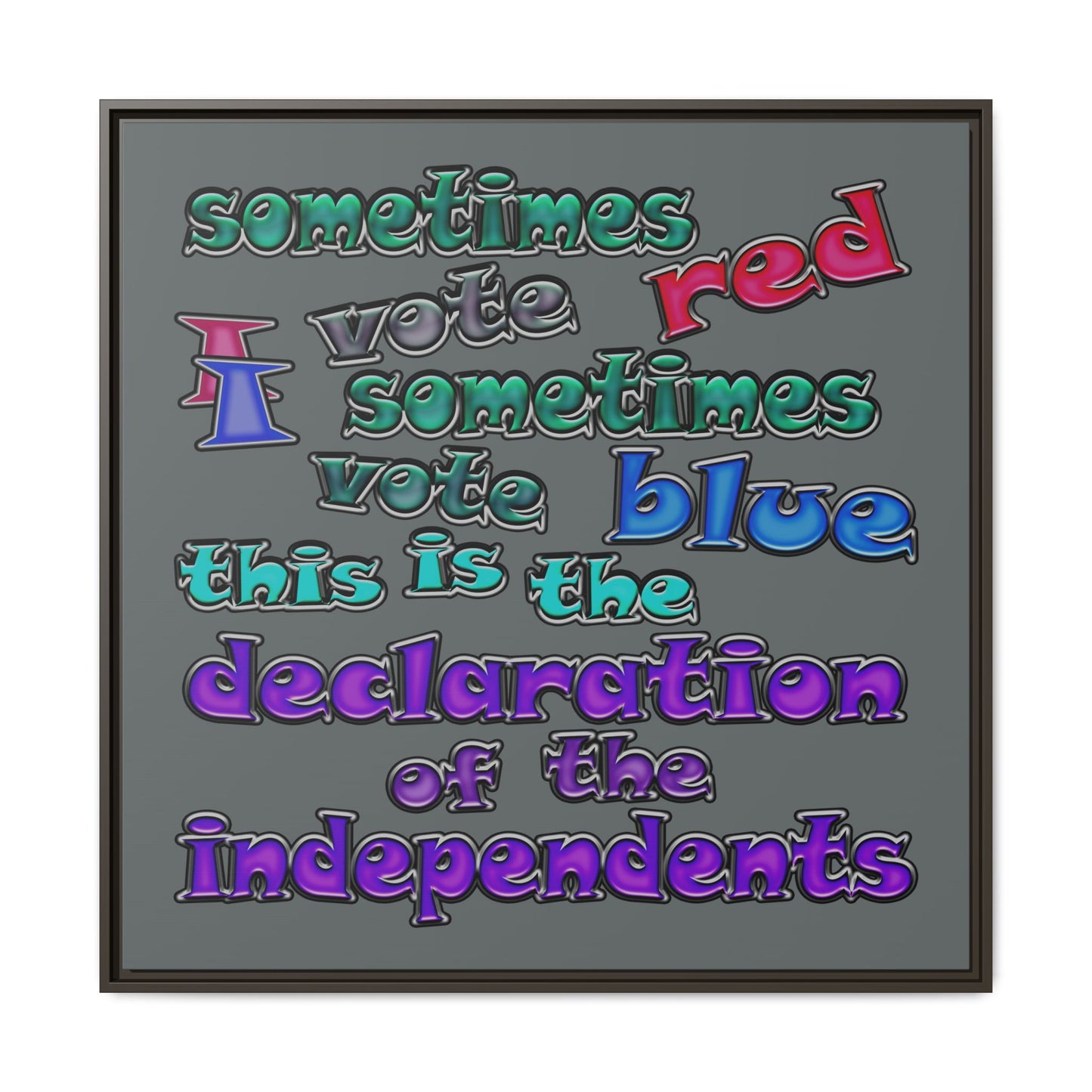 declaration of the independents - framed canvas art (dark grey)