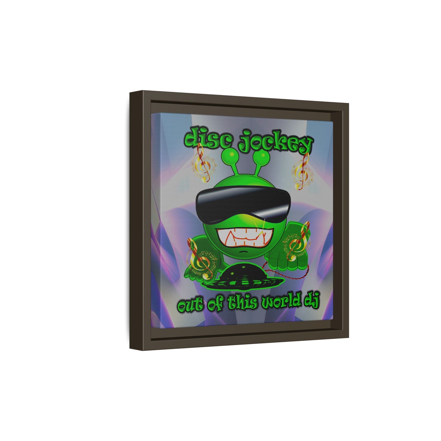 disc jockey - framed canvas art (grey-pink wave)