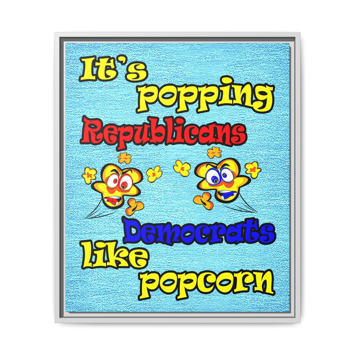popping like popcorn - framed canvas art (faded dark blue)