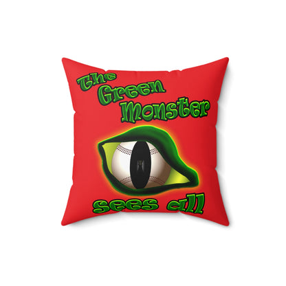 green monster - Spun Polyester Square Pillow - (red)