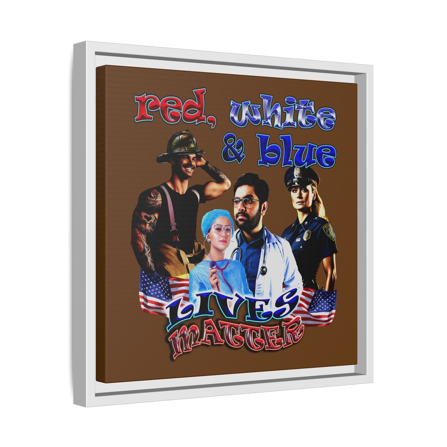 rw&b lives matter - framed canvas art (brown)