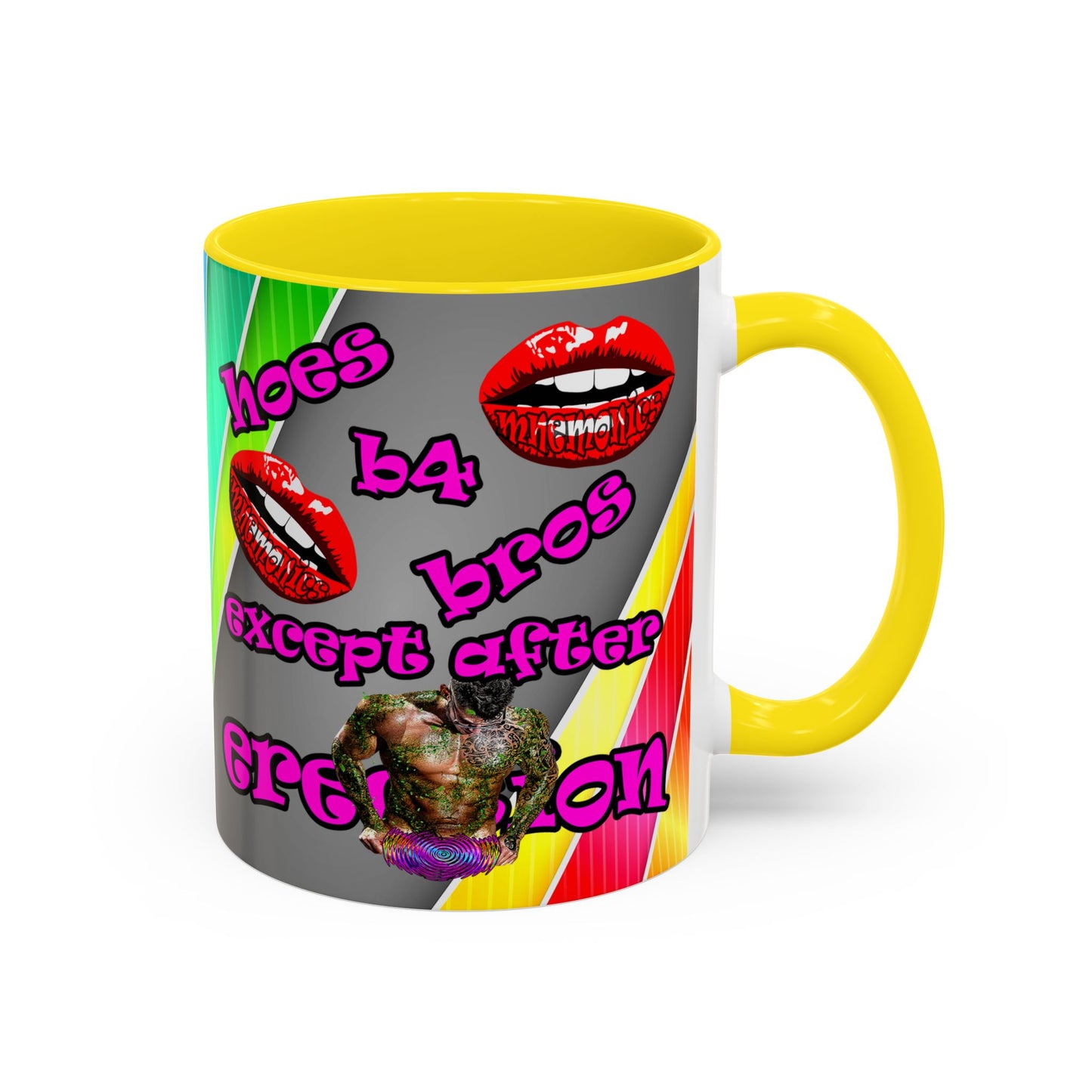 hoes b4 bros - Accent Mug (rainbow split)