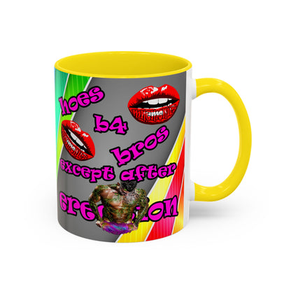 hoes b4 bros - Accent Mug (rainbow split)