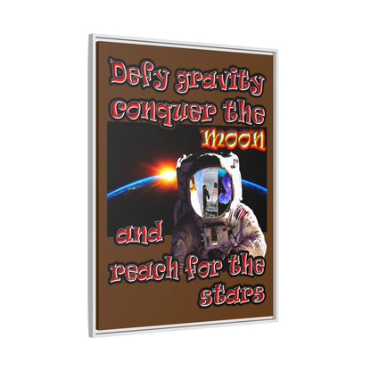 defy conquer reach - framed canvas art (brown)