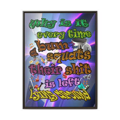 the bum's shit - framed canvas art (grey-pink wave)