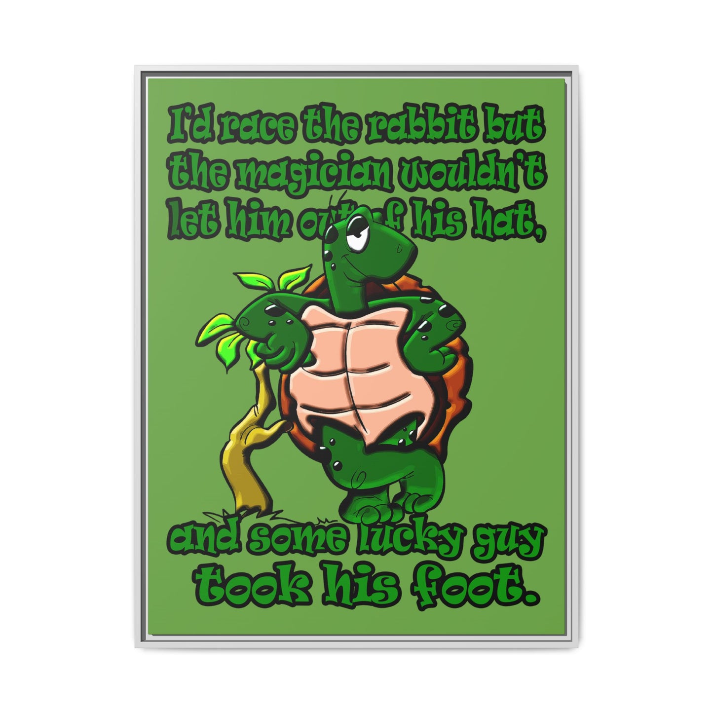 turtle race - framed canvas art (green)