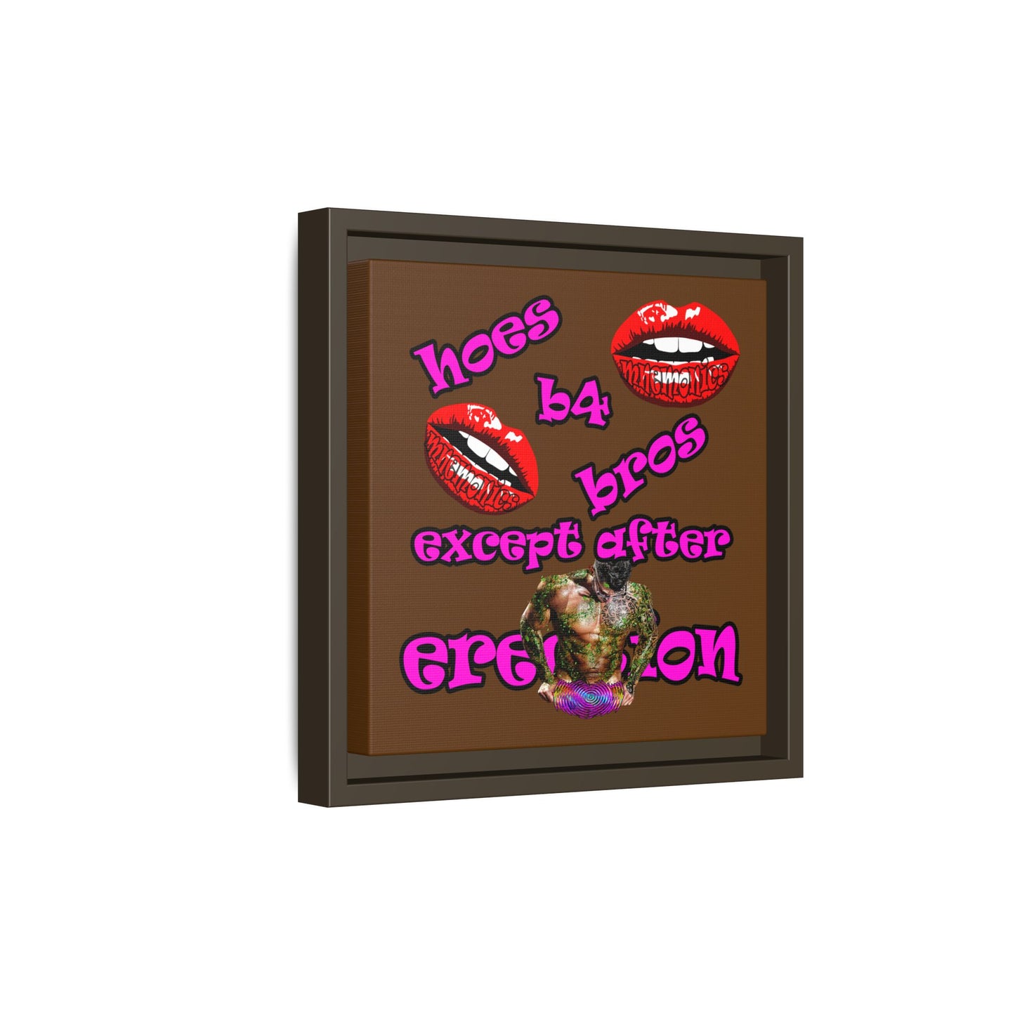 hoes b4 bros - framed canvas art (brown)