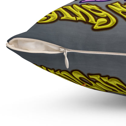 the bum's shit - Spun Polyester Square Pillow - (grey-light grey)