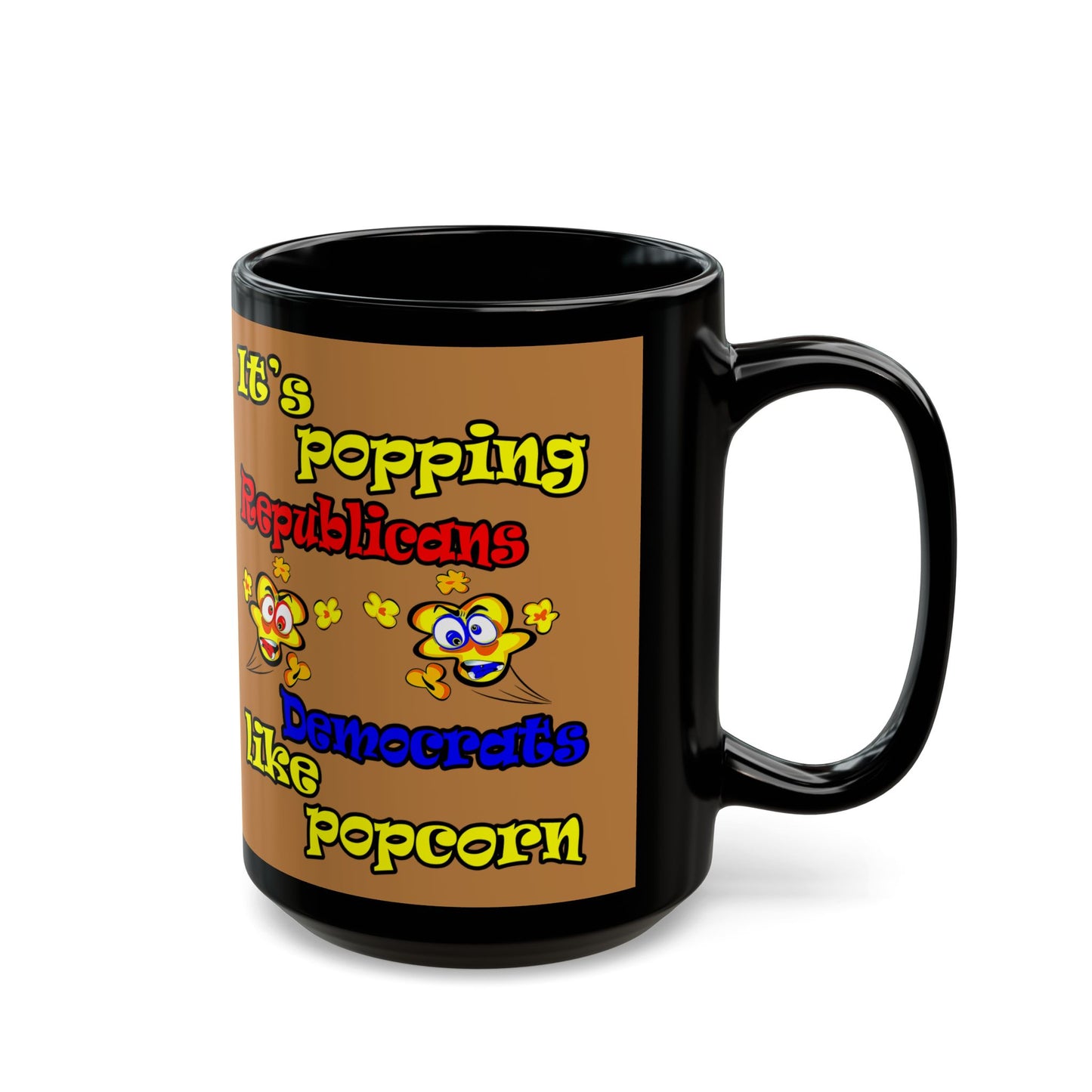 popping like popcorn - Black Mug (light brown)